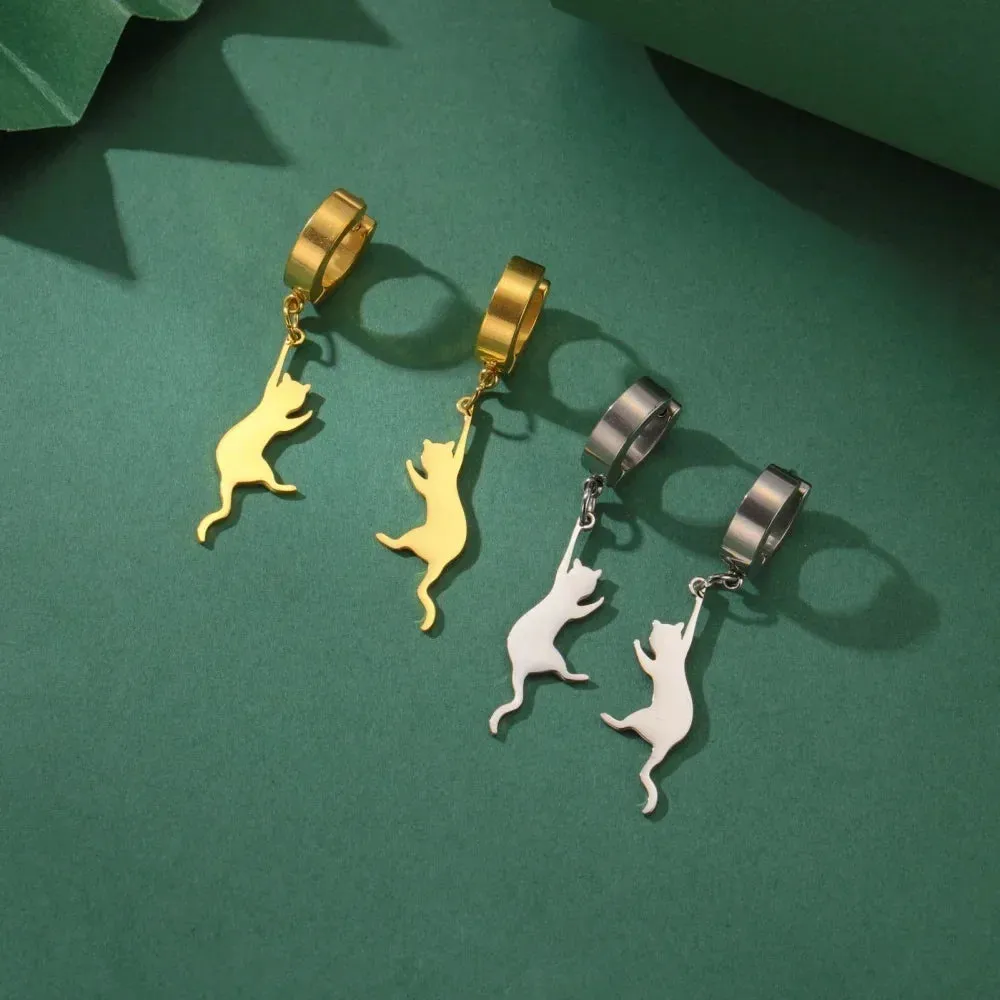Jumping Cat Dangle Earrings