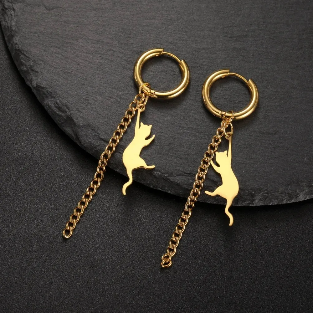 Jumping Cat Dangle Earrings
