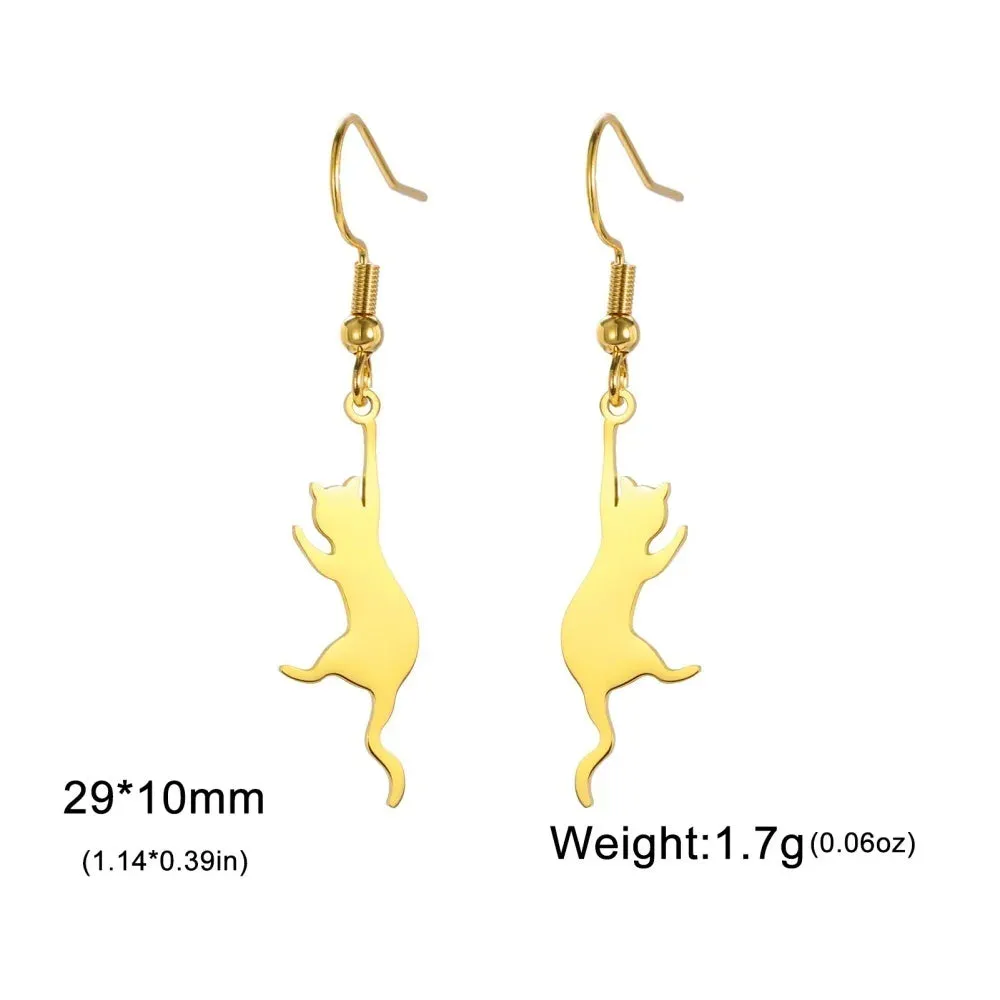 Jumping Cat Dangle Earrings