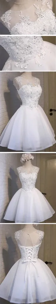 Kateprom White Lace Open Back Sexy Homecoming Prom Dresses, Cheap Homecoming Dresses KPH0555