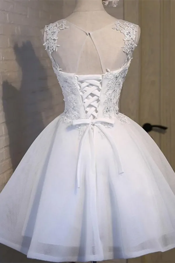 Kateprom White Lace Open Back Sexy Homecoming Prom Dresses, Cheap Homecoming Dresses KPH0555