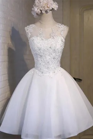 Kateprom White Lace Open Back Sexy Homecoming Prom Dresses, Cheap Homecoming Dresses KPH0555
