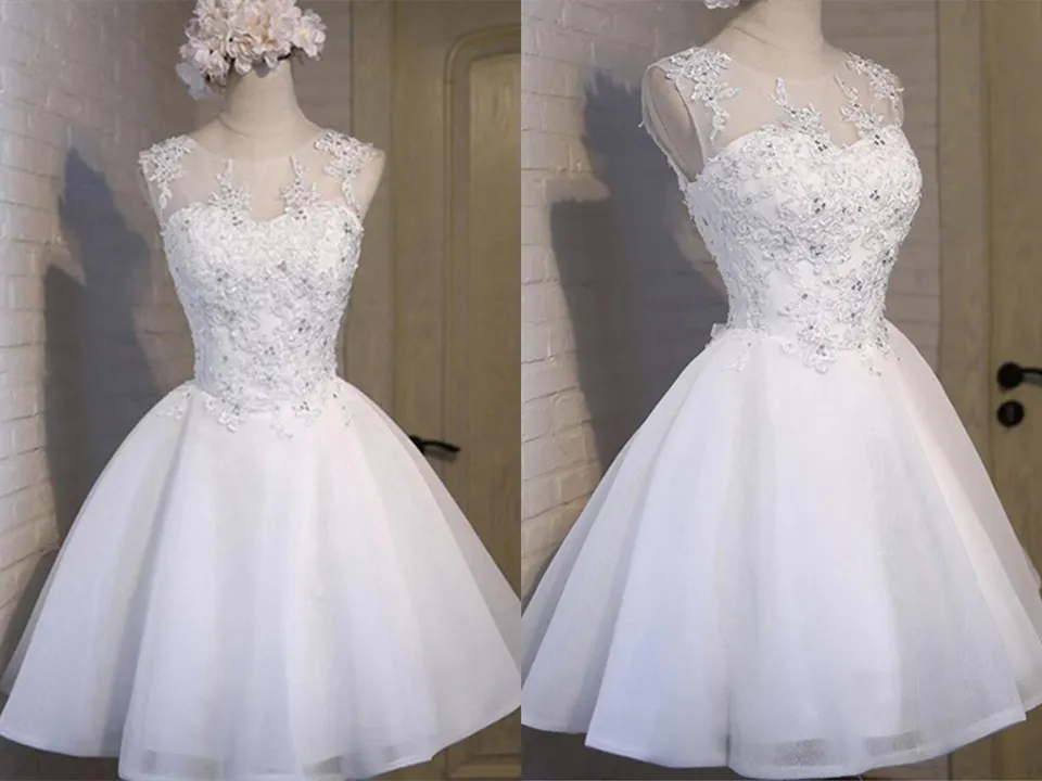 Kateprom White Lace Open Back Sexy Homecoming Prom Dresses, Cheap Homecoming Dresses KPH0555
