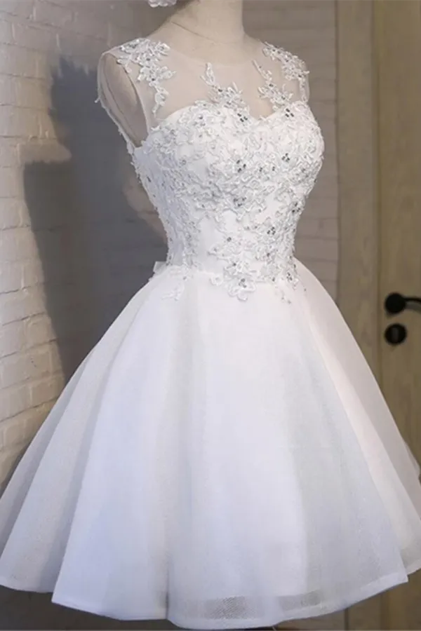 Kateprom White Lace Open Back Sexy Homecoming Prom Dresses, Cheap Homecoming Dresses KPH0555