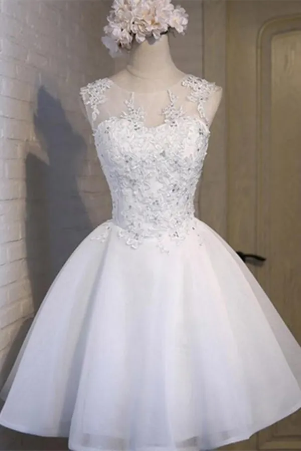 Kateprom White Lace Open Back Sexy Homecoming Prom Dresses, Cheap Homecoming Dresses KPH0555
