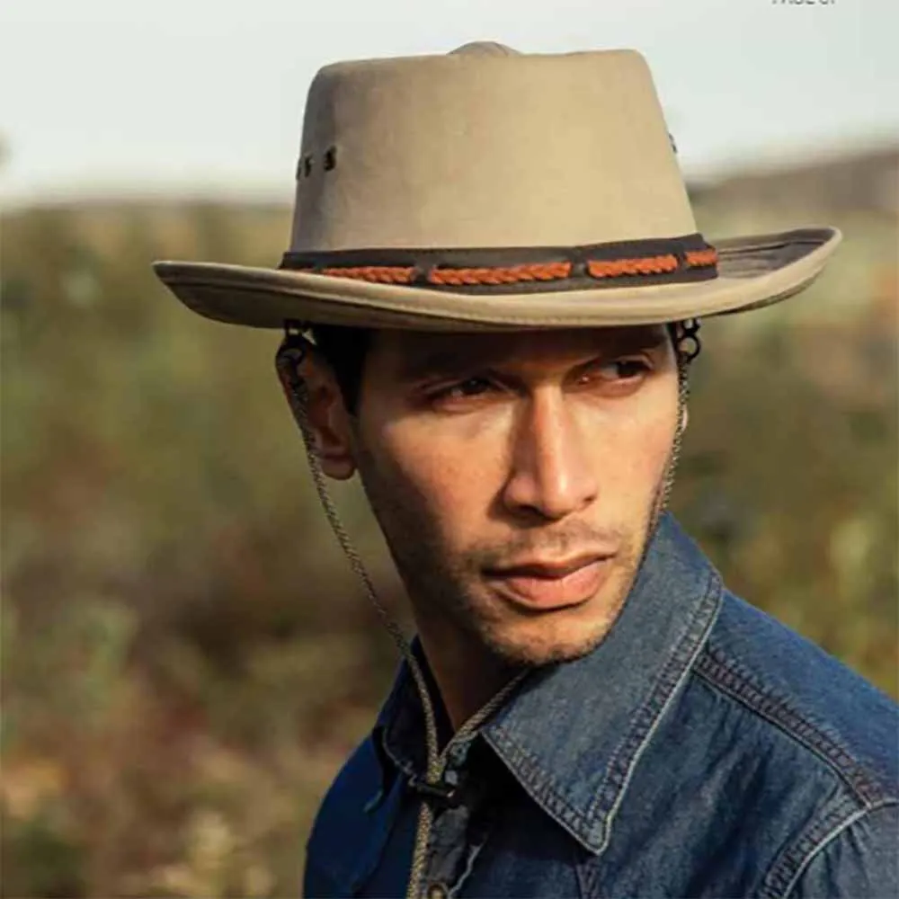 Khaki Cotton Tiller with Chin Cord - Legendary Stetson Hats