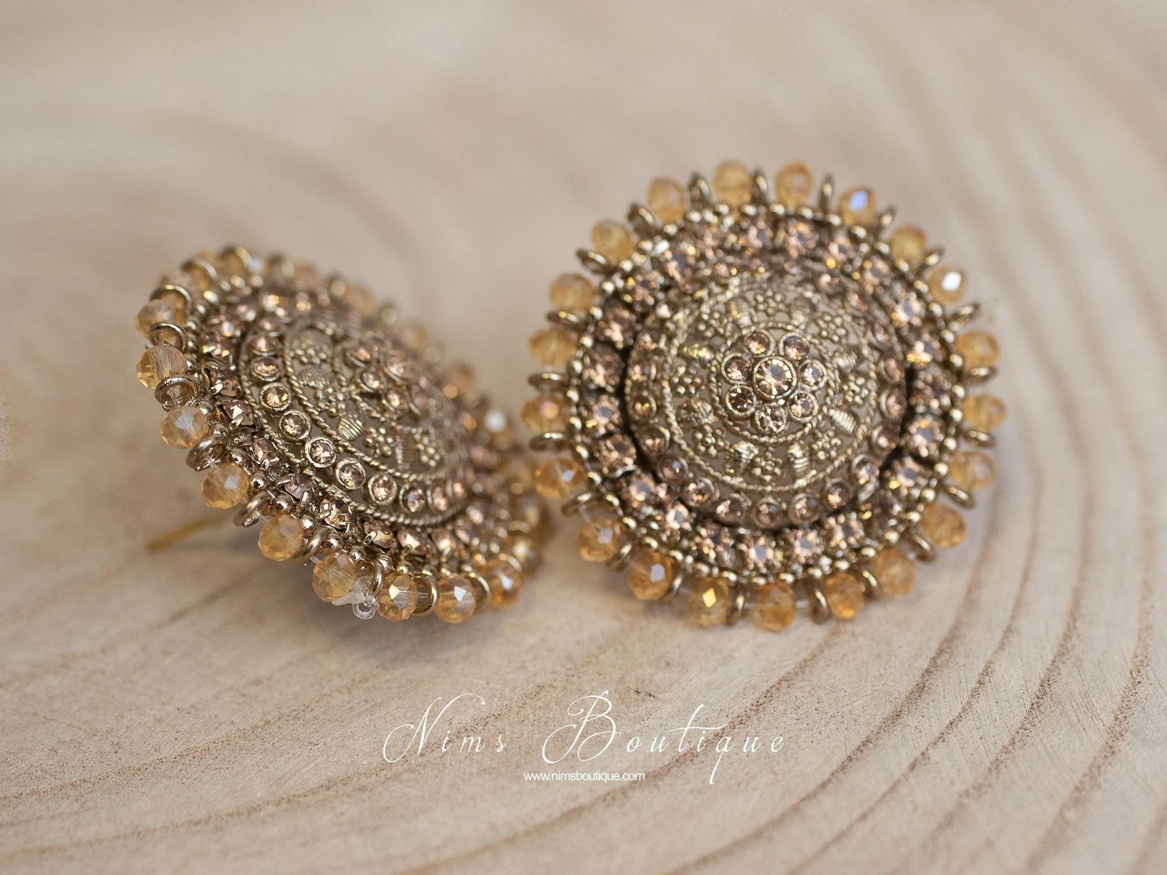 Large Royal Gold Stone Stud earrings