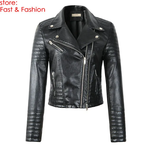 Leather Jackets 2019 New Fashion Women Smooth Motorcycle Faux