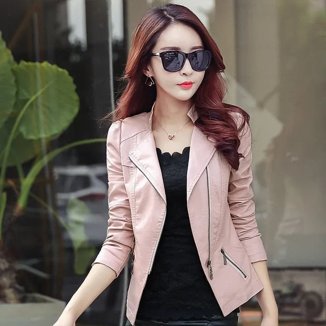 Leather Jackets 2019 Spring Autumn    Soft Faux   Coat Short Slim Black Motorcycle Jackets