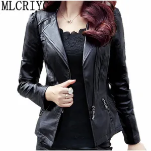 Leather Jackets 2019 Spring Autumn    Soft Faux   Coat Short Slim Black Motorcycle Jackets