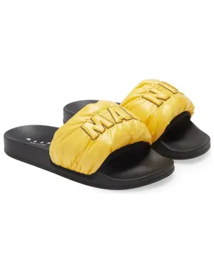 Logo Puffy Slides in Yellow