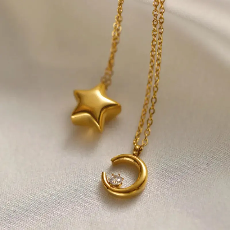 LOVCIA Celestial Grace 18K Gold Plated Titanium Steel Non-Fading Necklace for Women