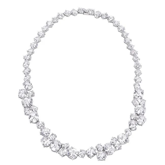 LOVCIA Glamorous Oval Cut Cubic Zirconia Necklace