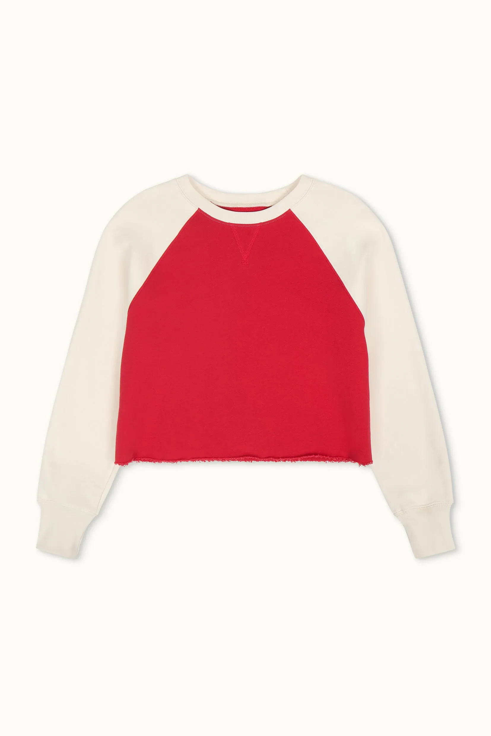 MARCO CROP VINTAGE FRENCH TERRY SWEATSHIRT / CRIMSON/IVORY