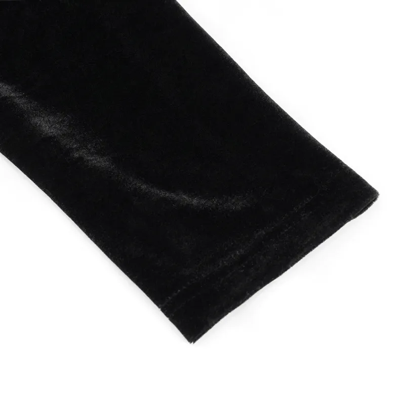 Men's Leather Strips Velvet Top / Gothic Style Long Sleeves Black Top with Buttons