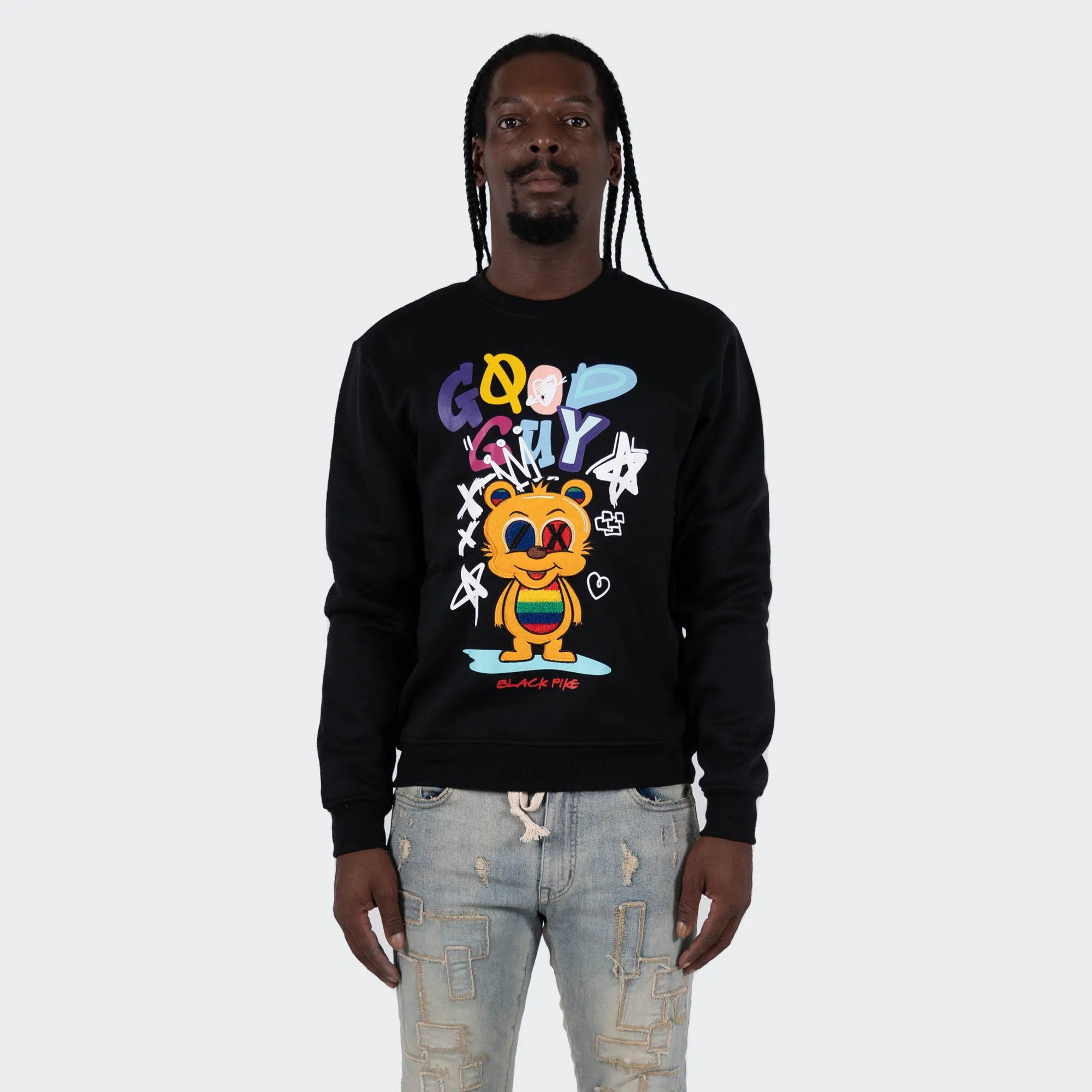 Men's TWO MILL TWENTY "Good Guy" Graphic Embroidered Sweatshirt Black