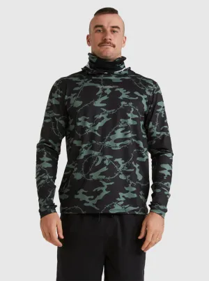 Mikey Hooded Long Sleeve UPF 50 Surf T-Shirt - Black