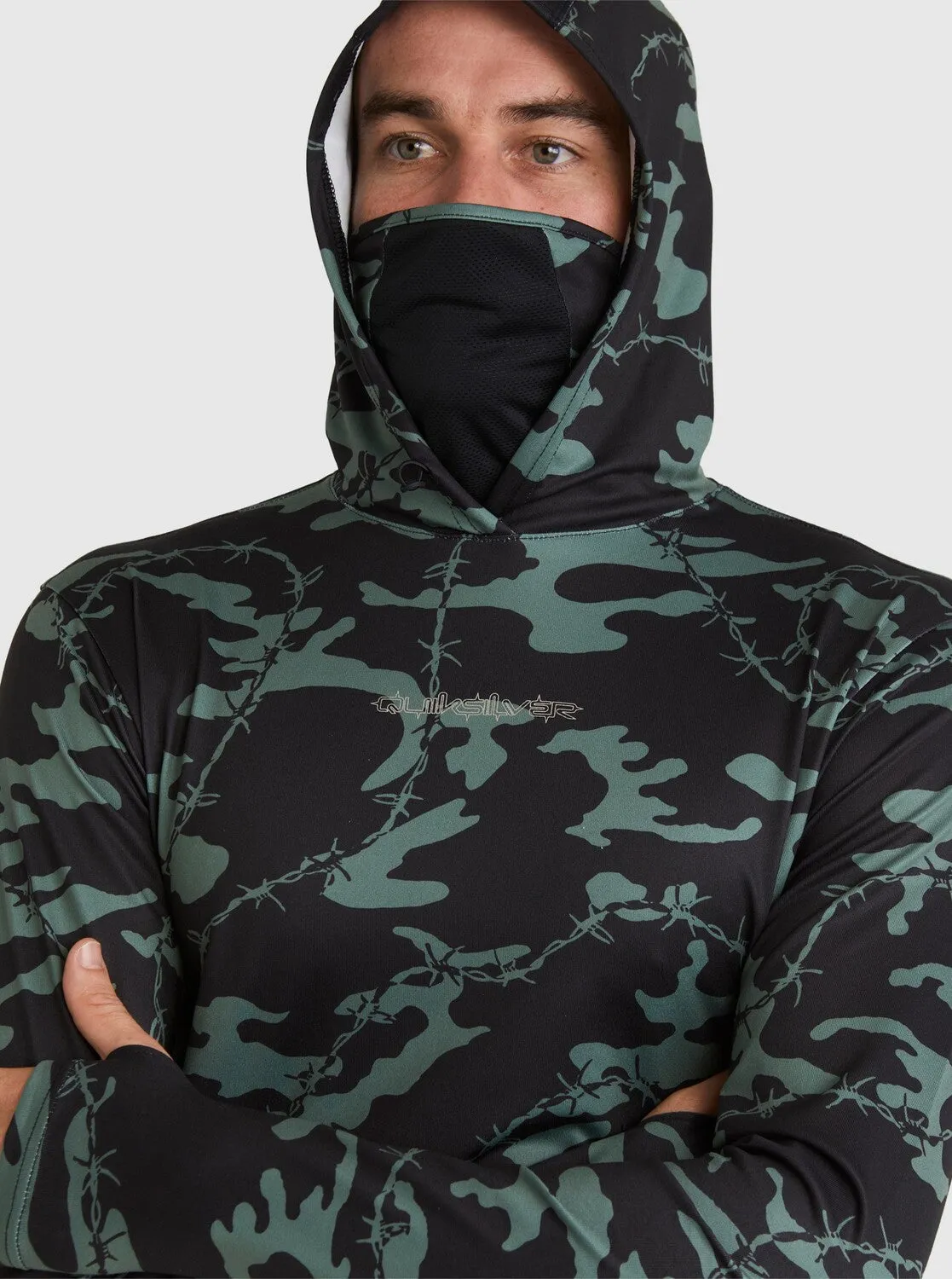 Mikey Hooded Long Sleeve UPF 50 Surf T-Shirt - Black