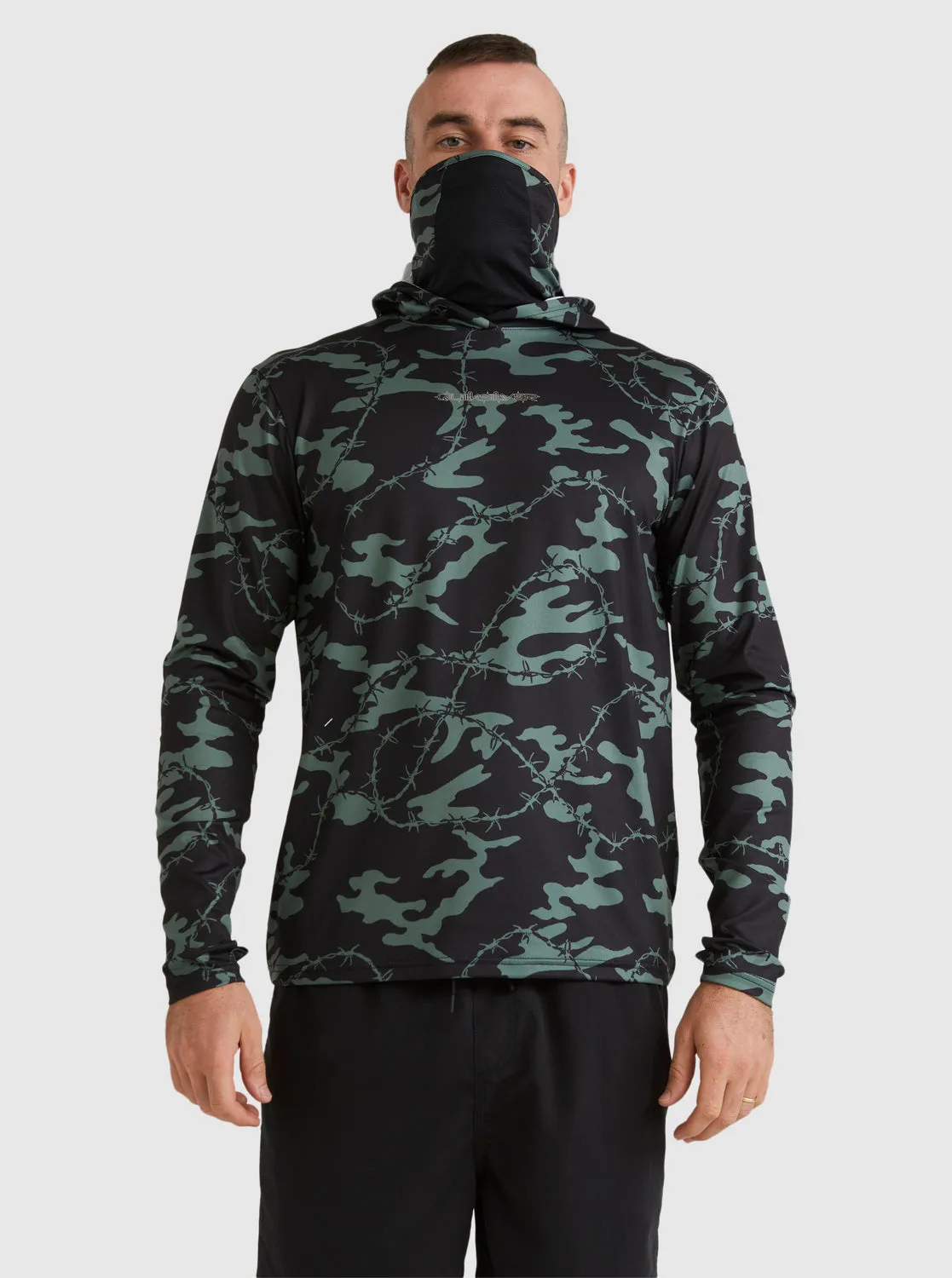 Mikey Hooded Long Sleeve UPF 50 Surf T-Shirt - Black