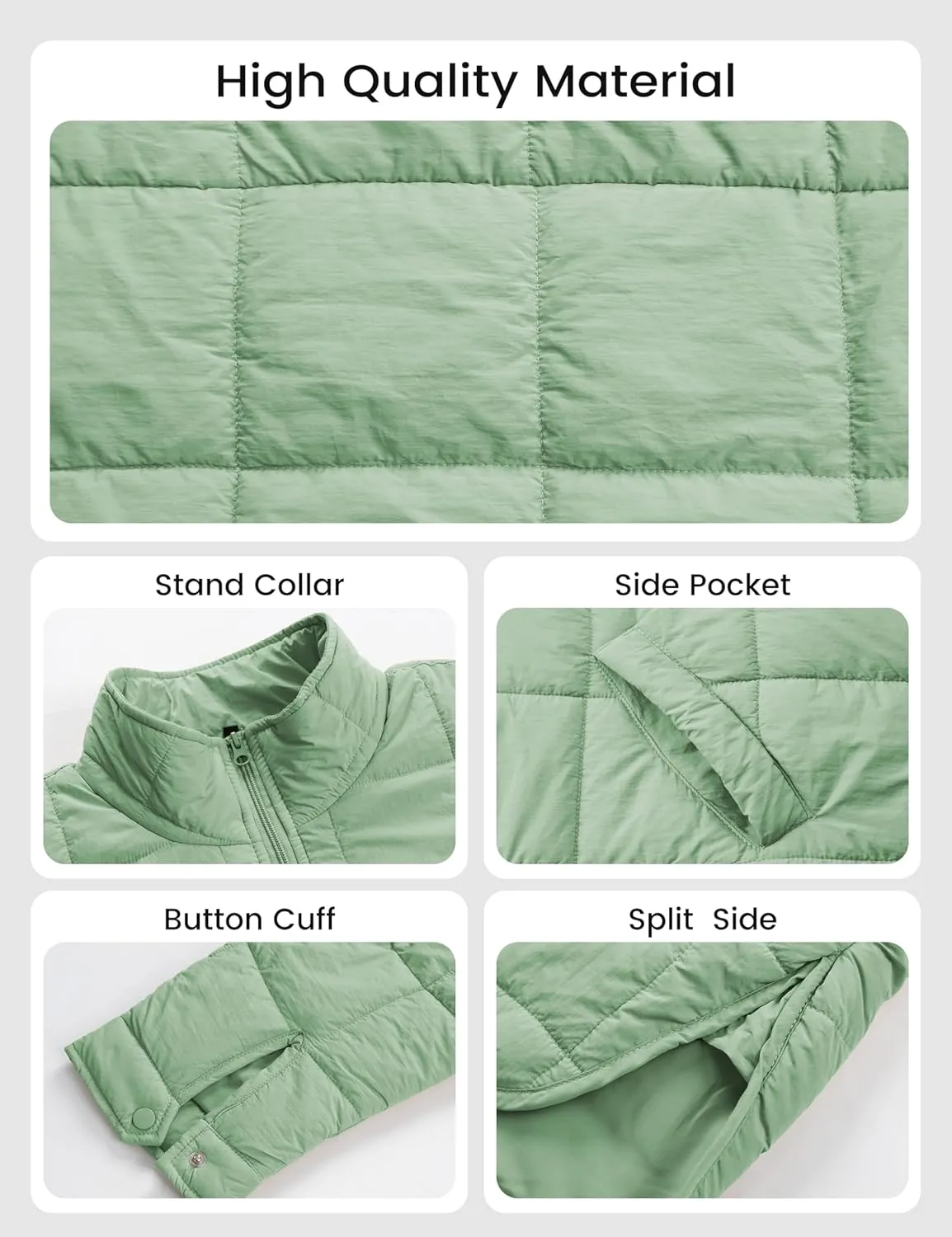 Omoone Women's Quilted Puffer Jacket Zip Up Oversized Lightweight Padded Down Coat Outerwear