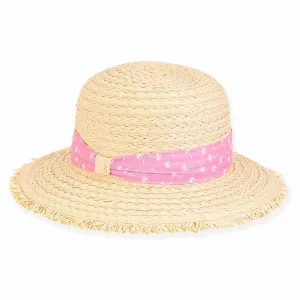 Pink Palm Straw Boater Hat for Petite Heads - Sunny Dayz™