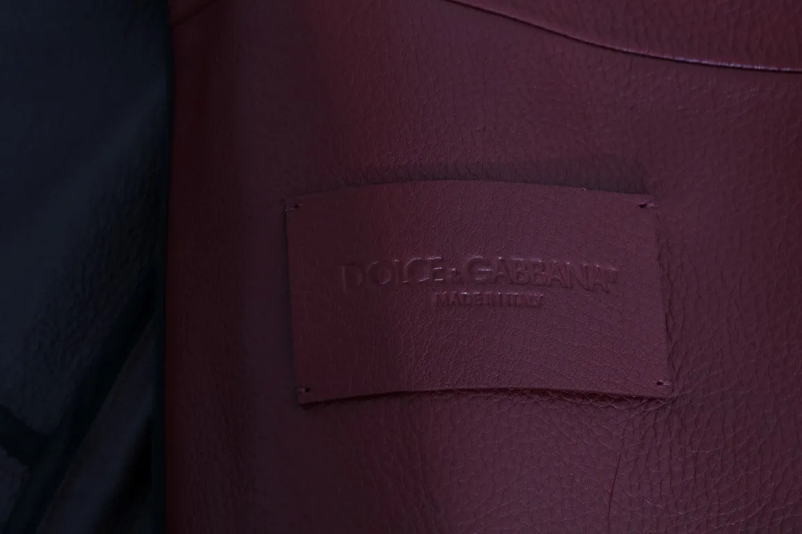 Radiant Red Leather Biker Motorcycle Jacket