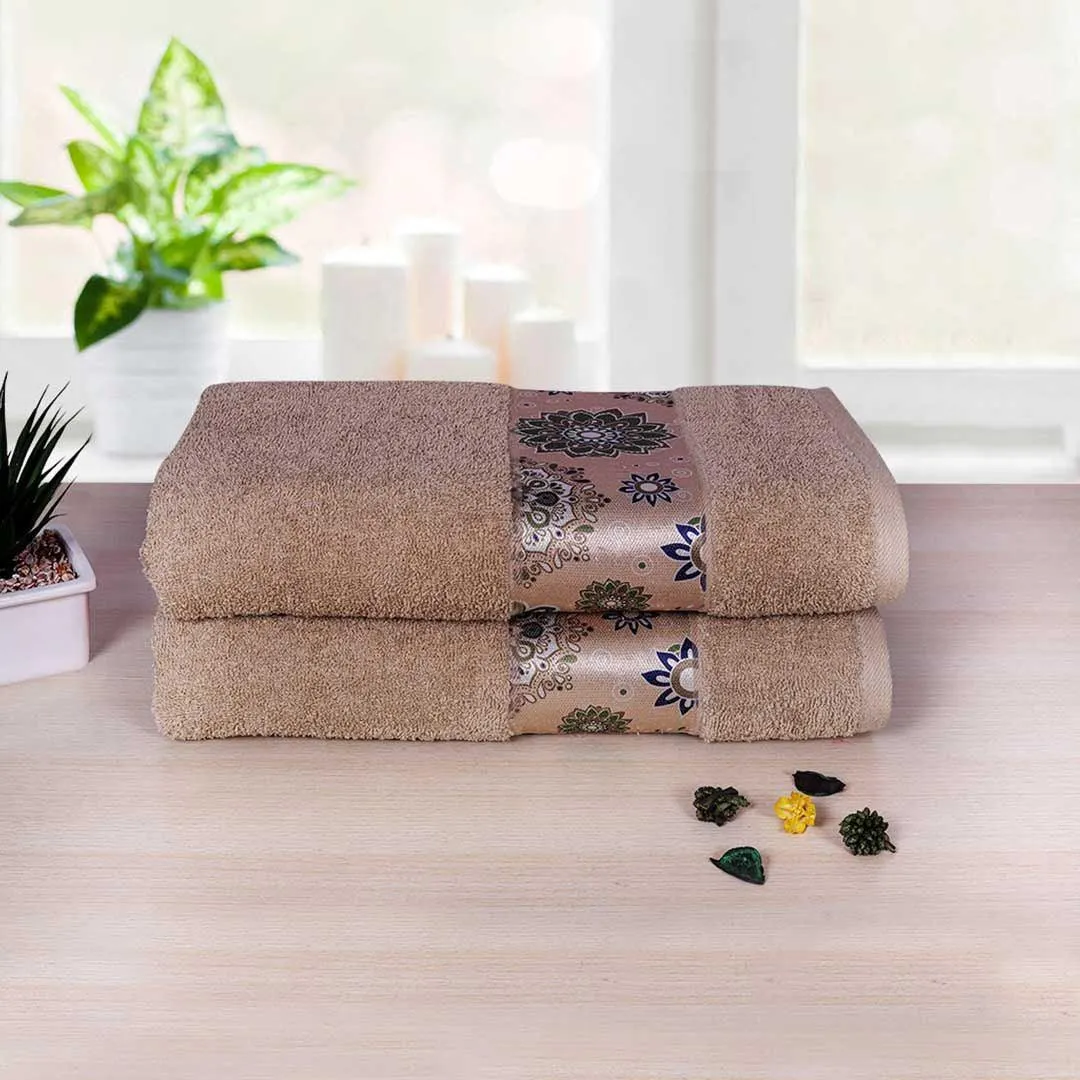 Rangoli Century 450 GSM Cotton Bath Towel Set of 2 (Size: 71x147 CM)