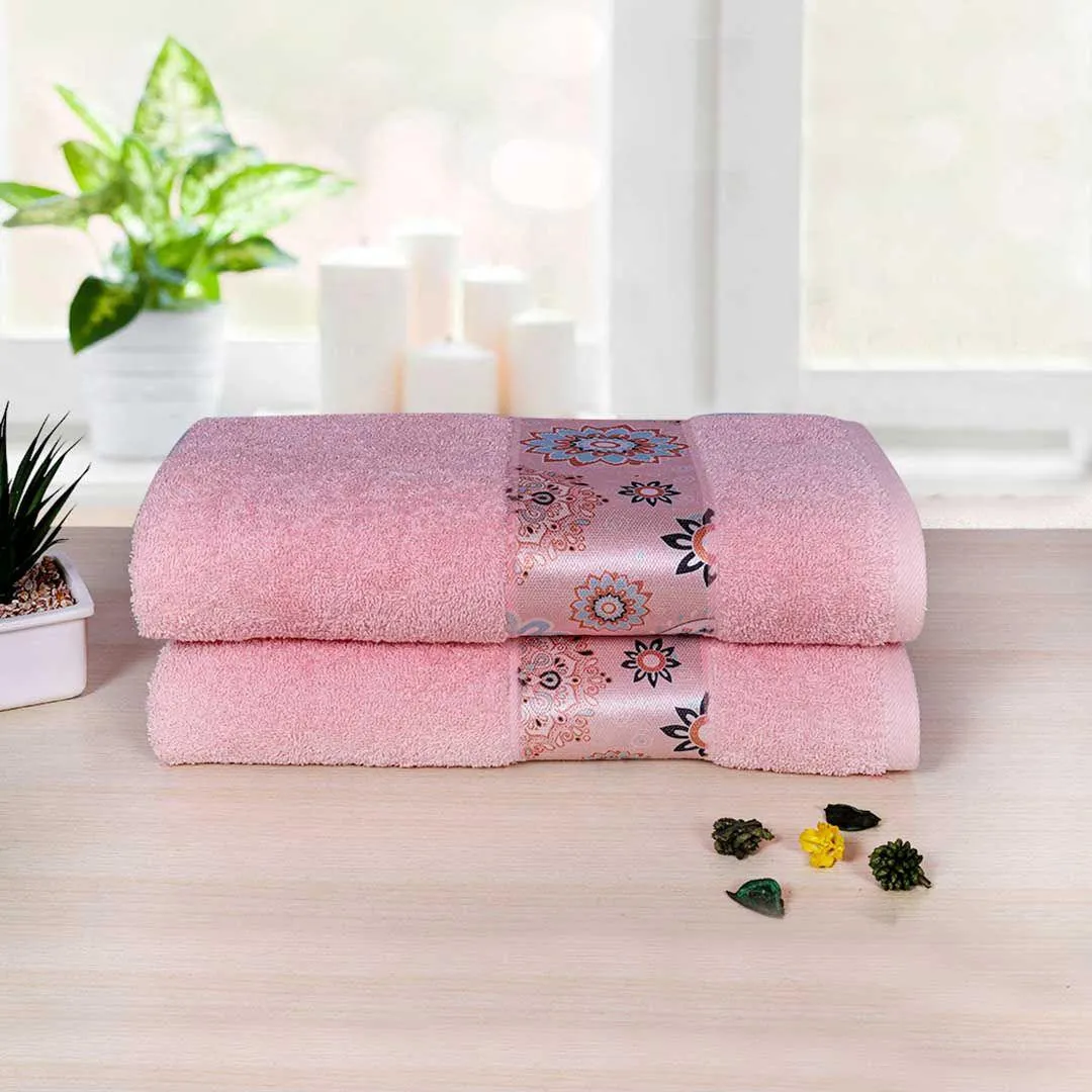 Rangoli Century 450 GSM Cotton Bath Towel Set of 2 (Size: 71x147 CM)