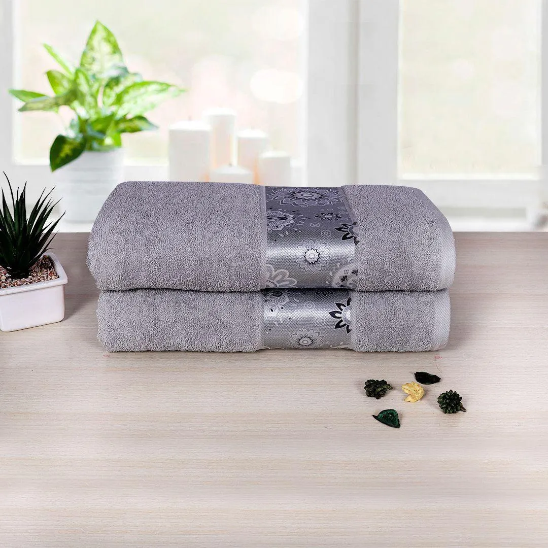 Rangoli Century 450 GSM Cotton Bath Towel Set of 2 (Size: 71x147 CM)
