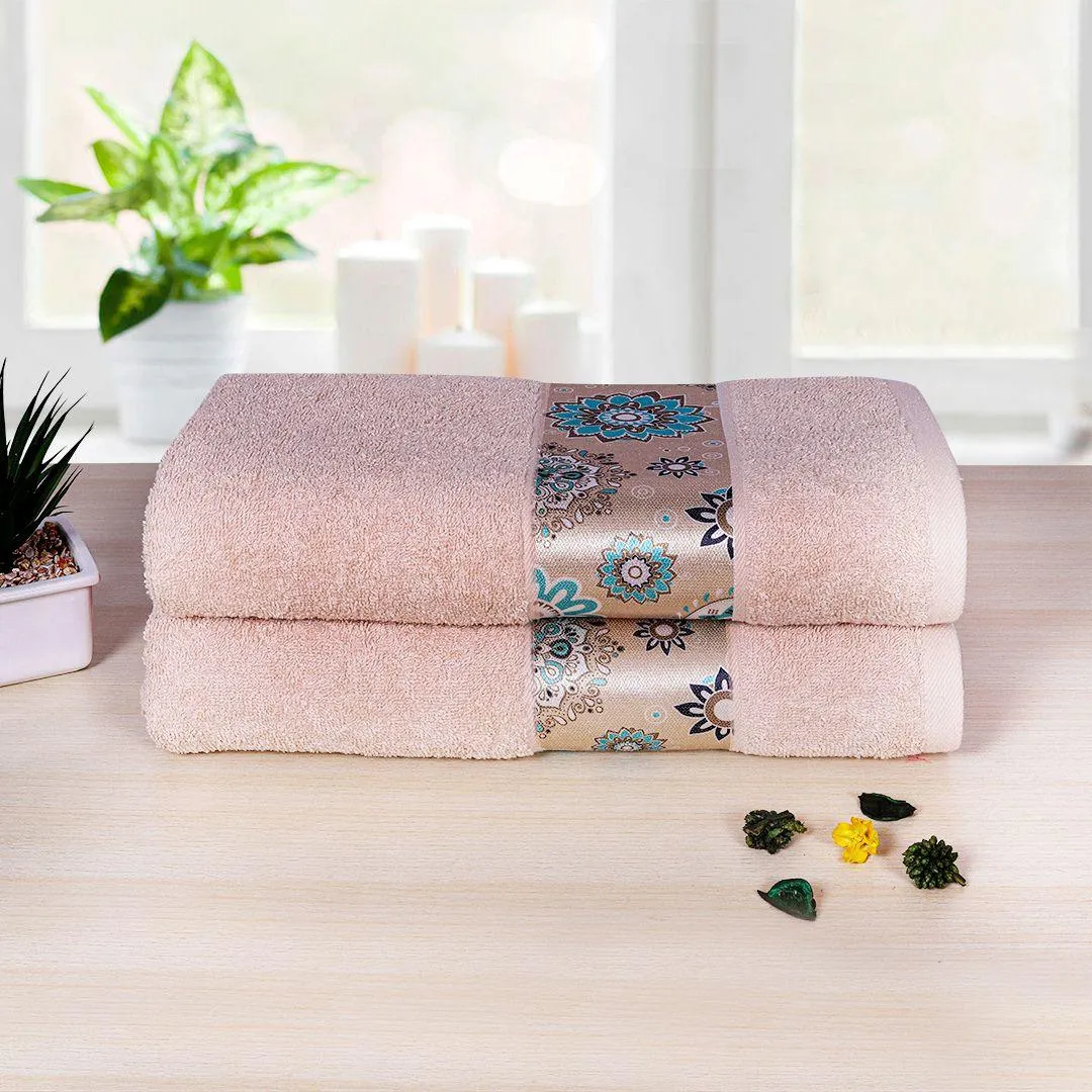 Rangoli Century 450 GSM Cotton Bath Towel Set of 2 (Size: 71x147 CM)
