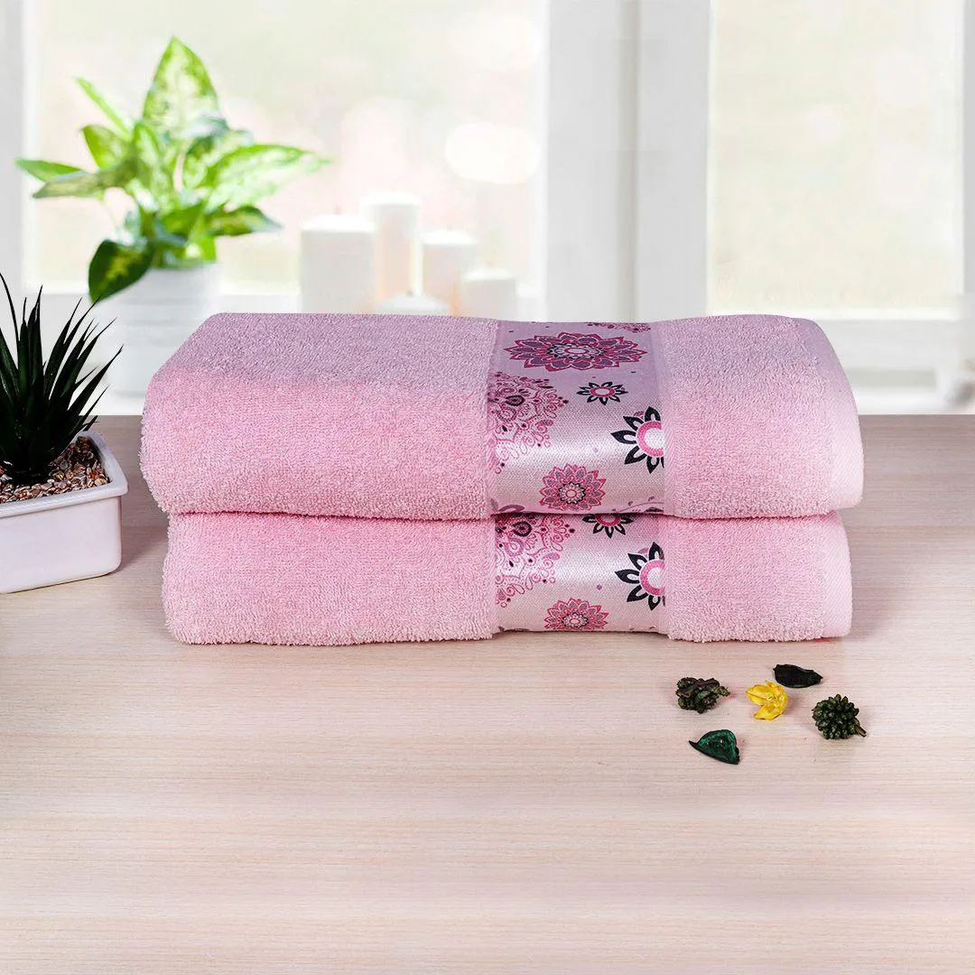 Rangoli Century 450 GSM Cotton Bath Towel Set of 2 (Size: 71x147 CM)