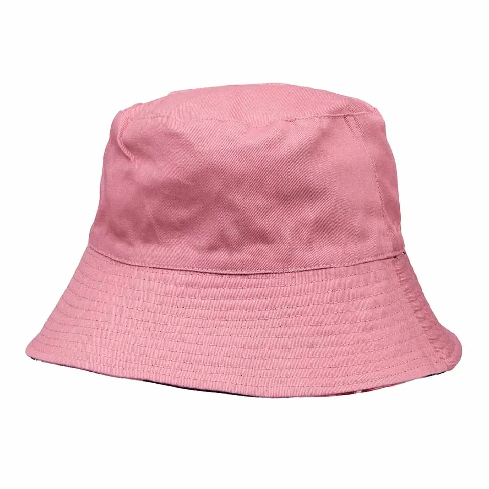 Reversible Floral Print-Solid Color Bucket Hat - Karen Keith Hats