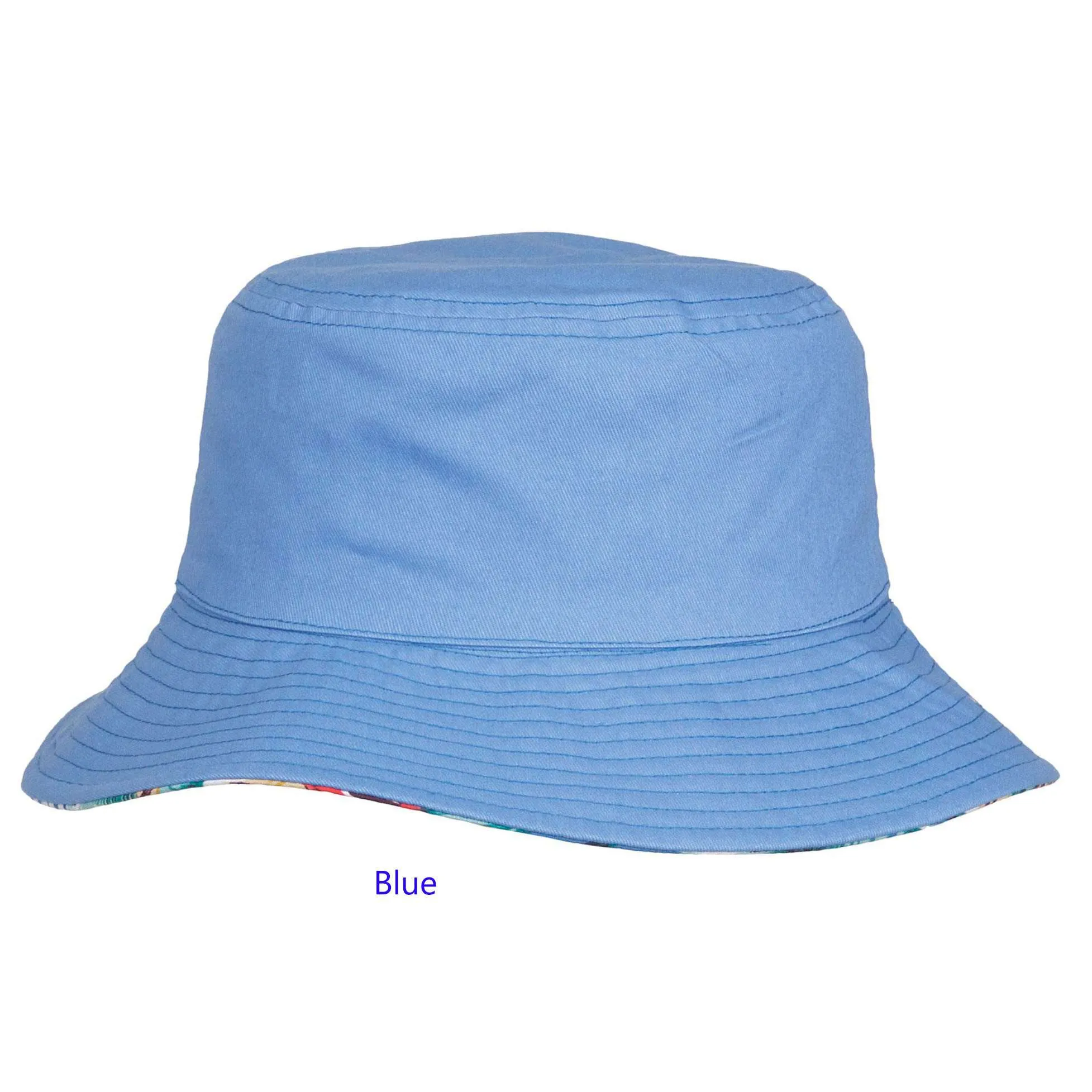Reversible Floral Print-Solid Color Bucket Hat - Karen Keith Hats