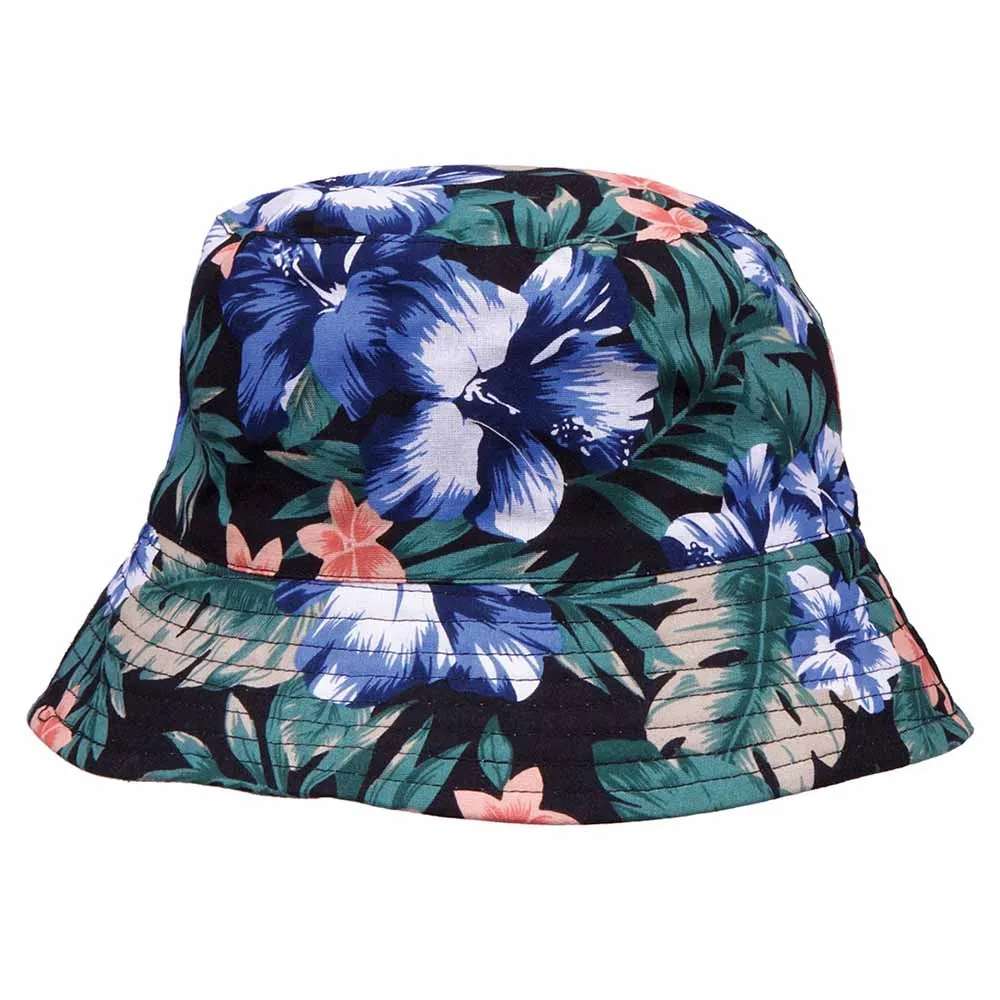 Reversible Floral Print-Solid Color Bucket Hat - Karen Keith Hats