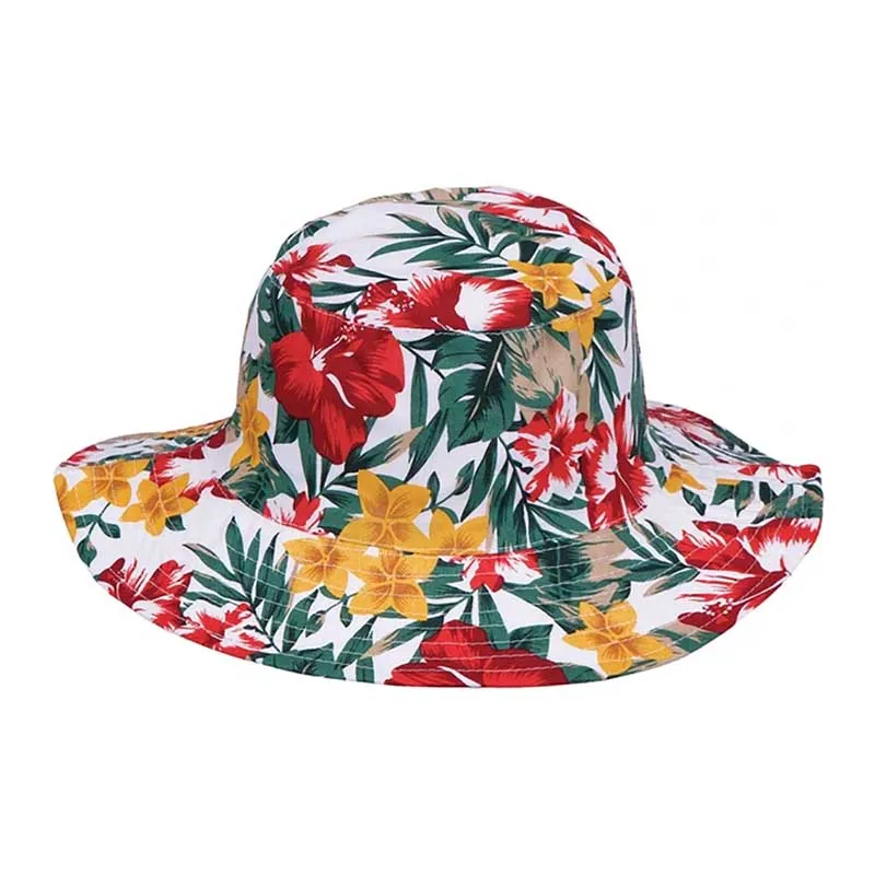 Reversible Floral Print-Solid Color Bucket Hat - Karen Keith Hats
