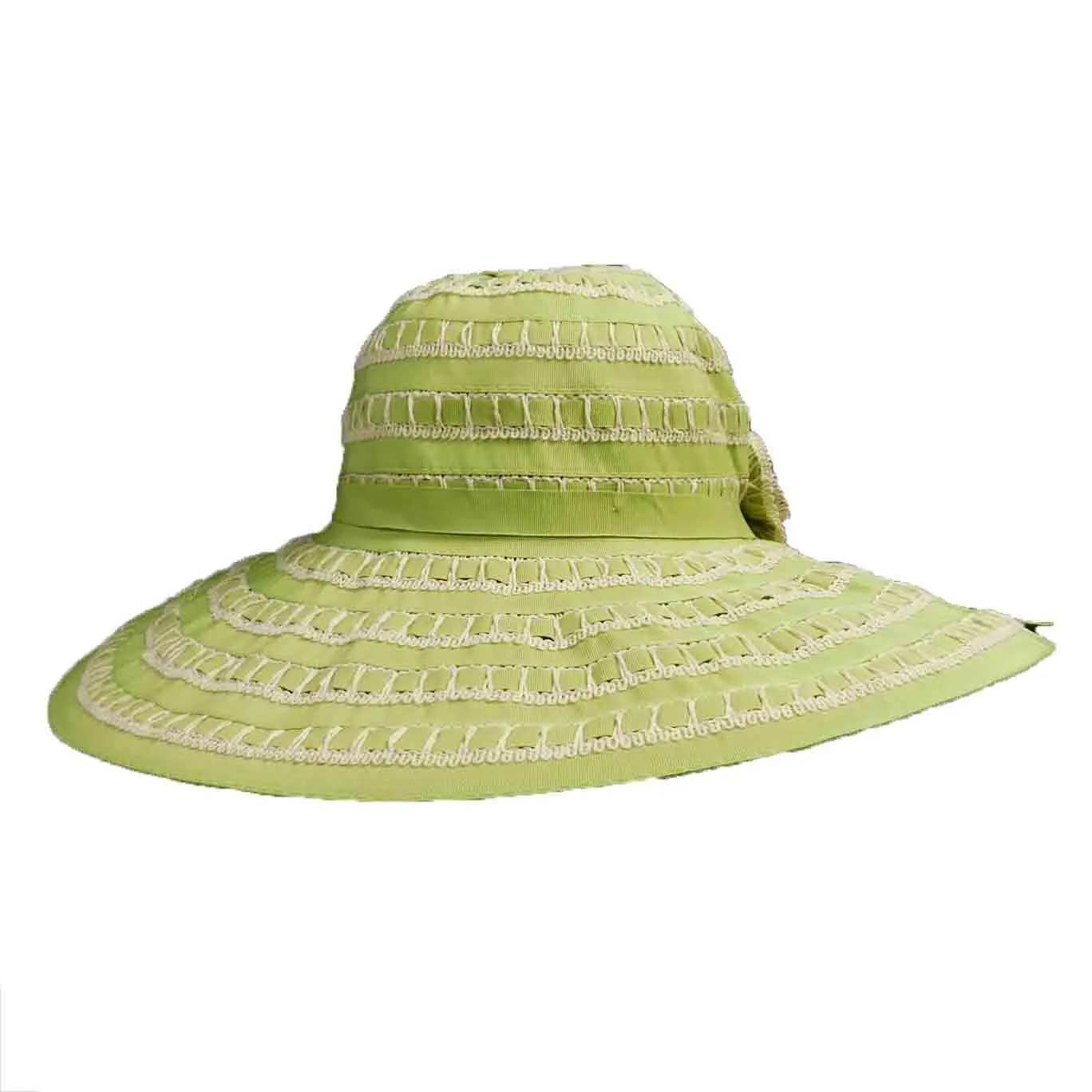 Ribbon and Lace Wide Brim Sun Hat - Jeanne Simmons Hats