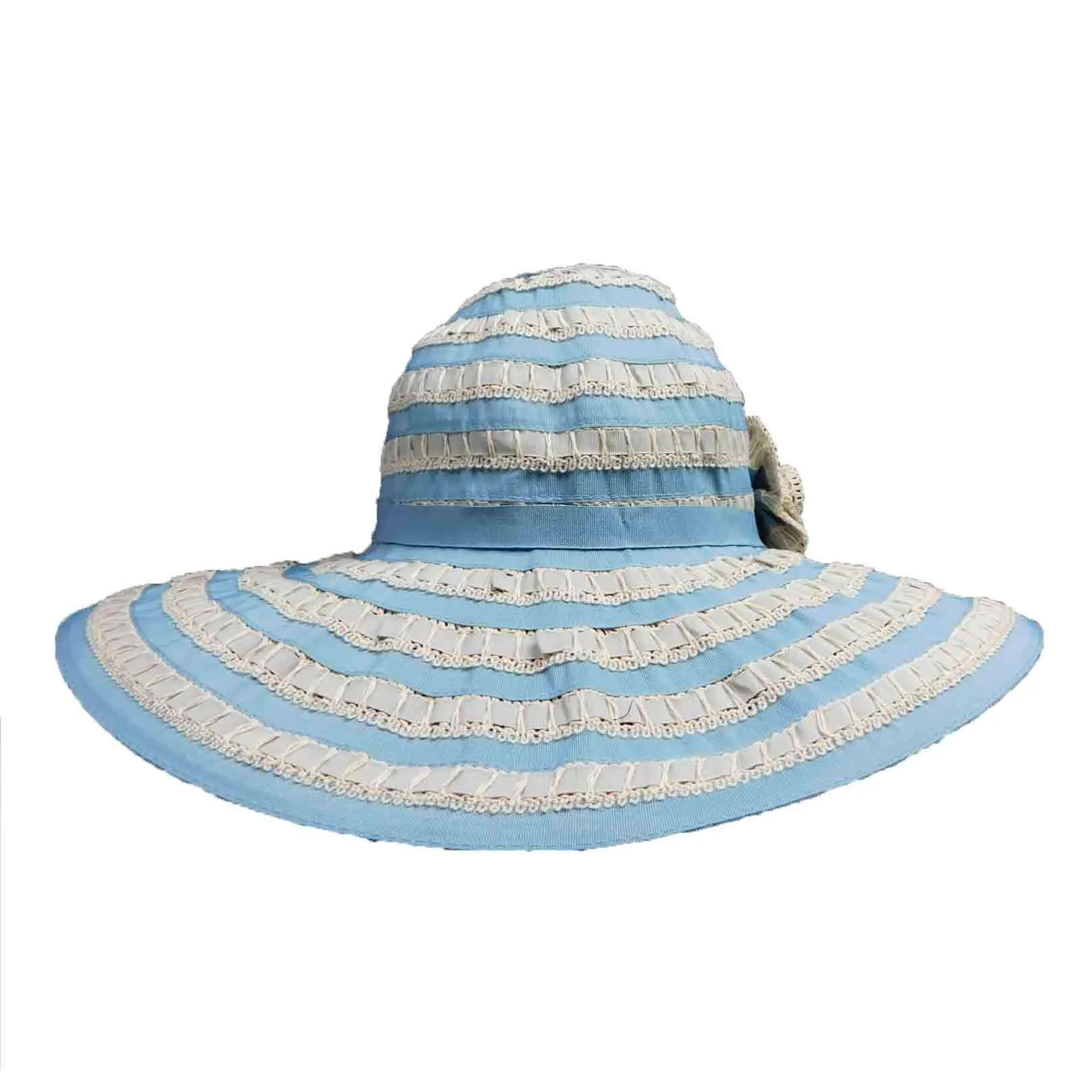Ribbon and Lace Wide Brim Sun Hat - Jeanne Simmons Hats
