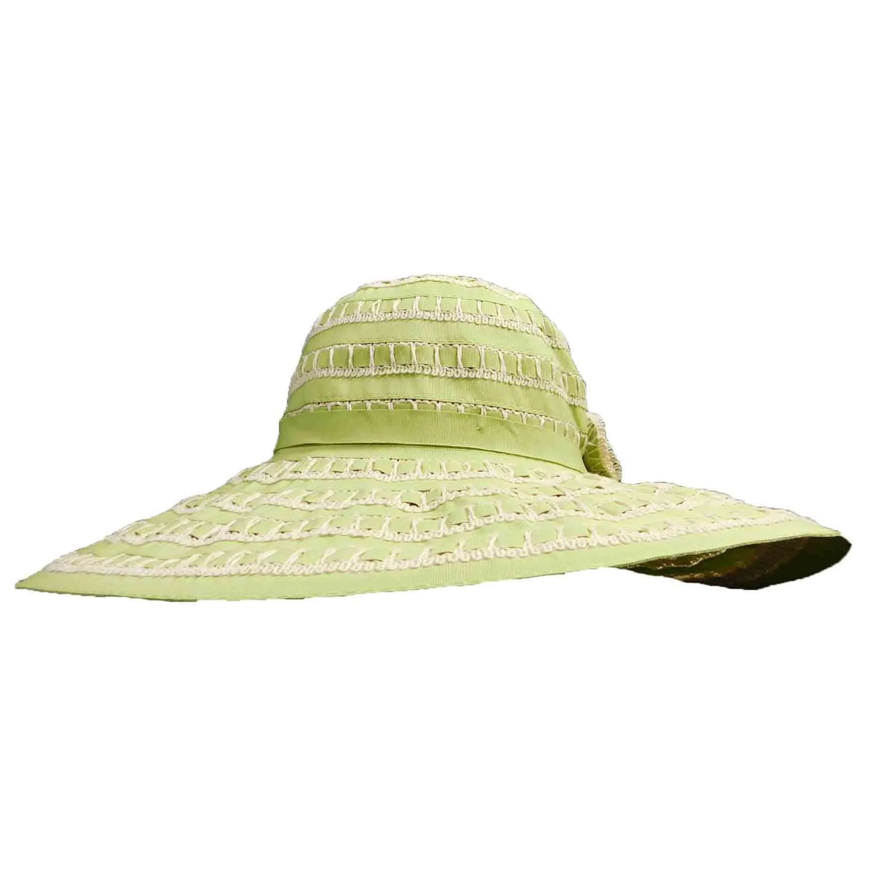 Ribbon and Lace Wide Brim Sun Hat - Jeanne Simmons Hats