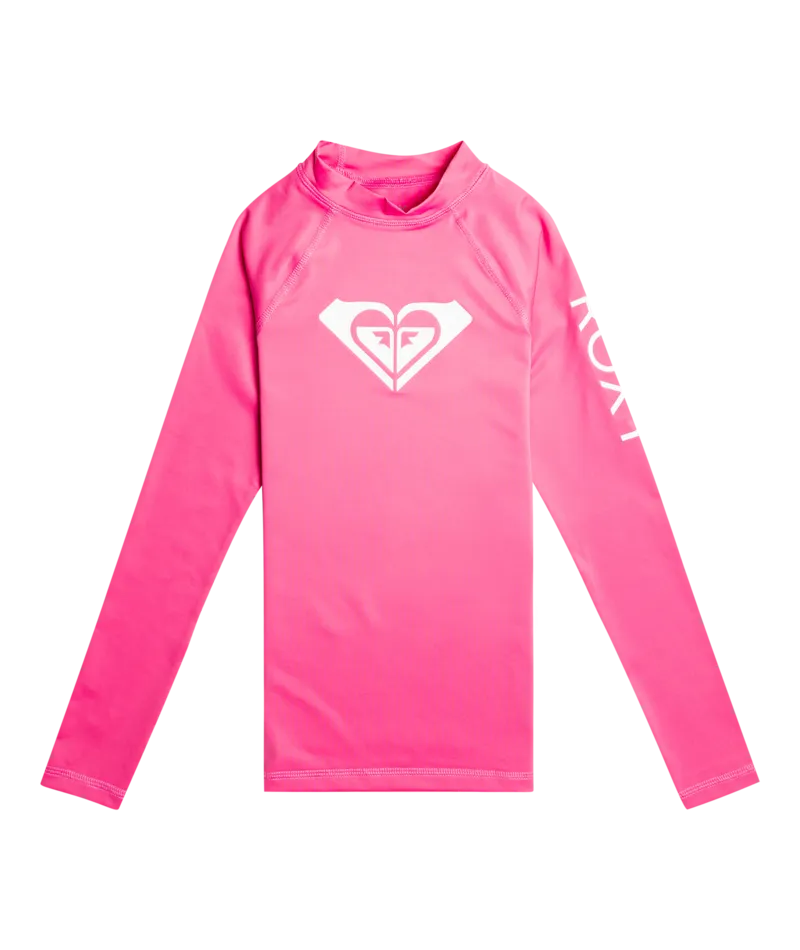 Roxy Girls Whole Hearted L/S Rashguard-Shocking Pink