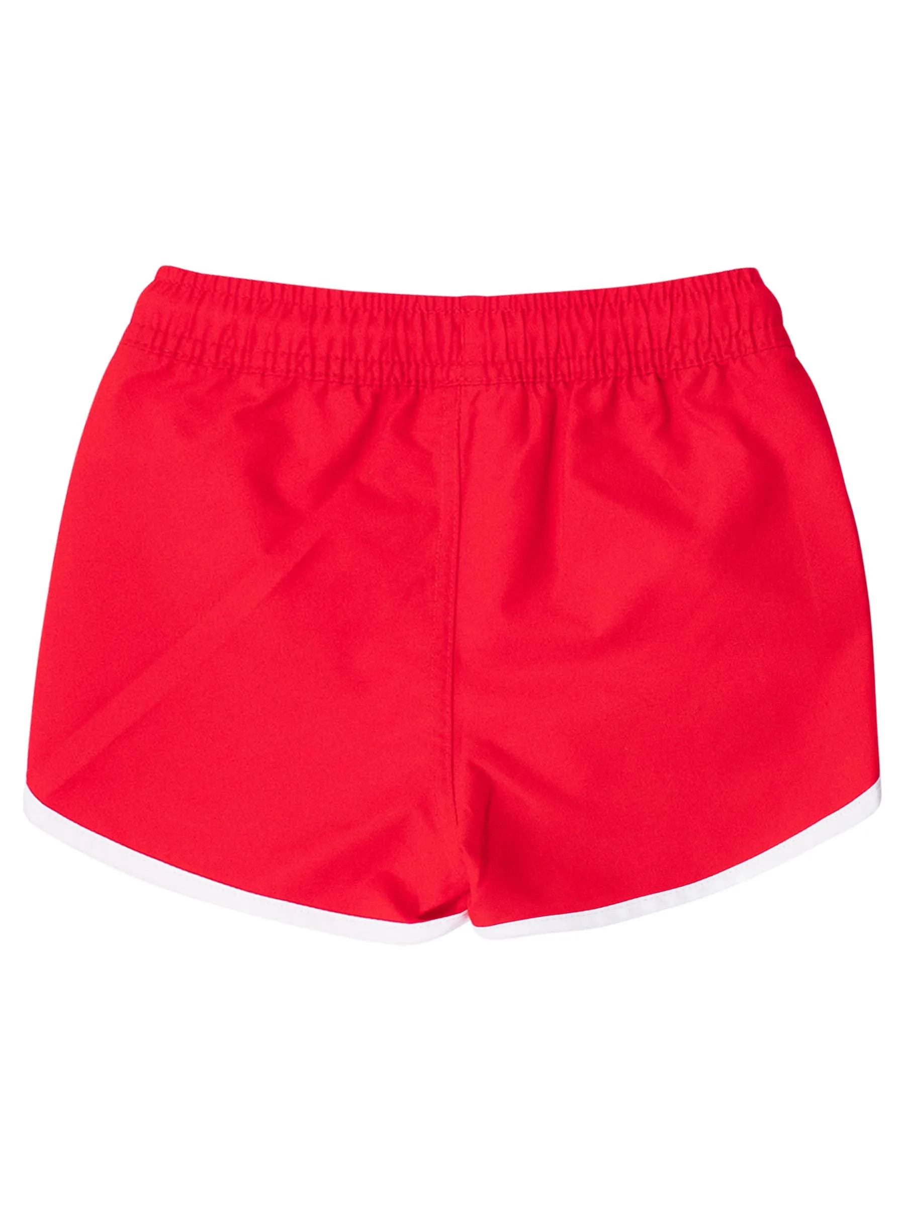 RuffleButts   RuggedButts - Boys Vintage Red Dolphin Hem Swim Trunks