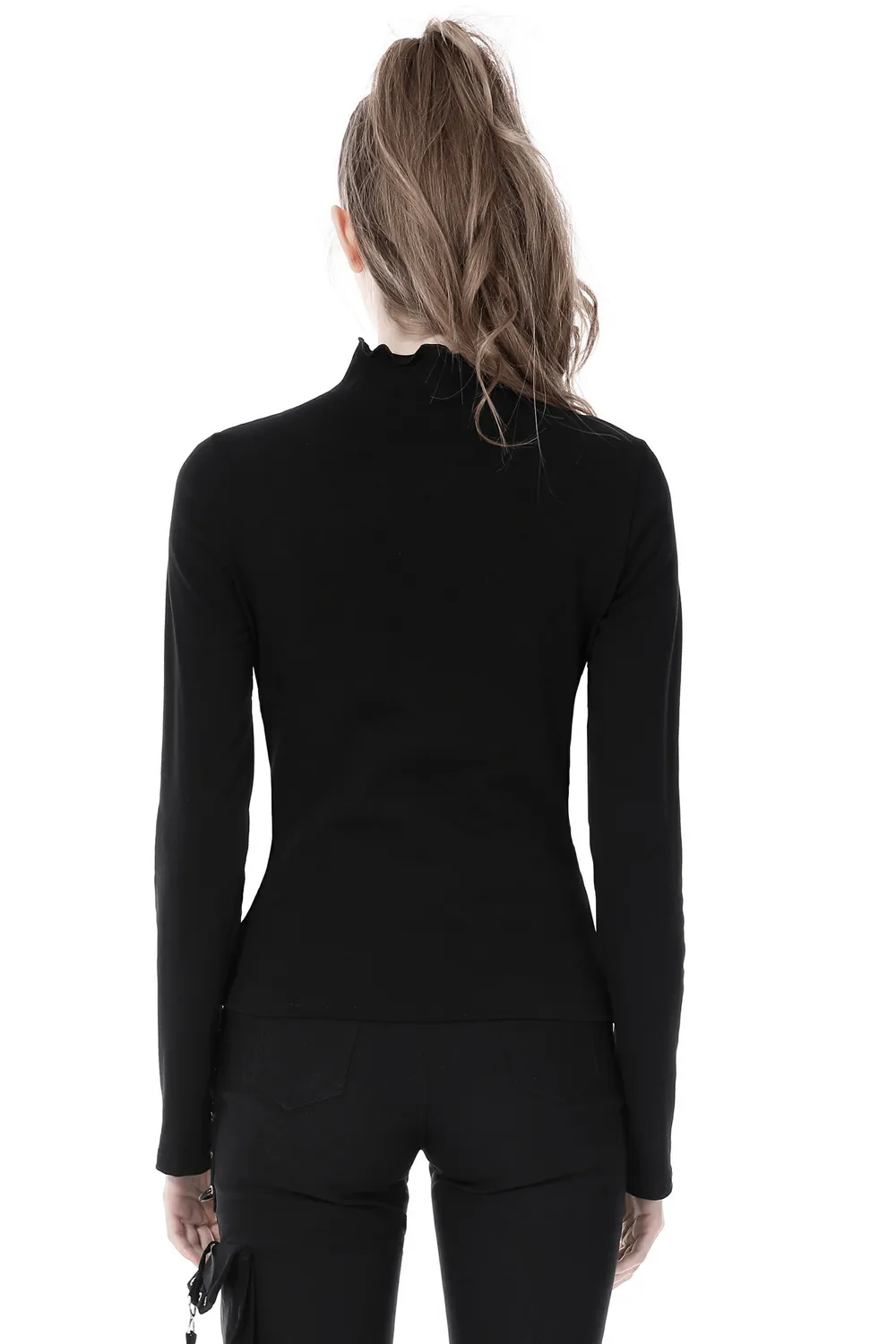 Sexy Fishnet Sweatshirt with Edgy Hardware Details