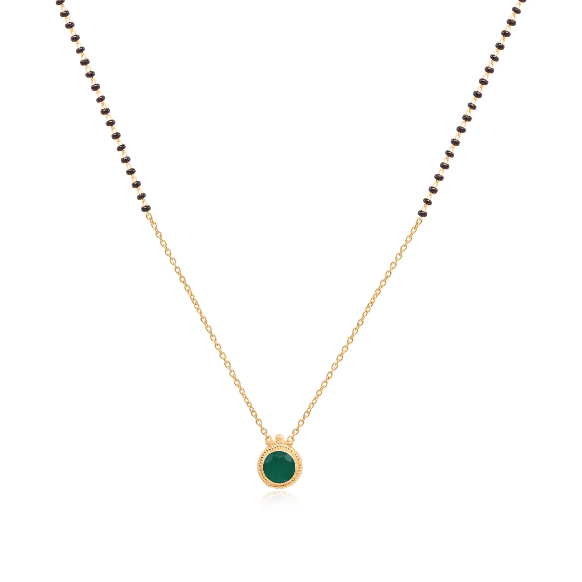 Silver 92.5 Green Mangalsutra Necklace
