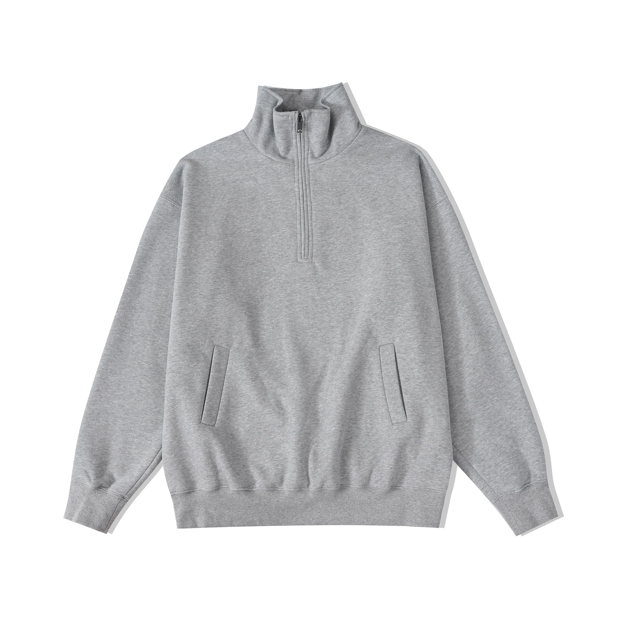 Slim Fit Quarter-Zip Cuffed Sweatshirt