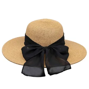 Straw Sun Hat with Chiffon Bow - Karen Keith Hats