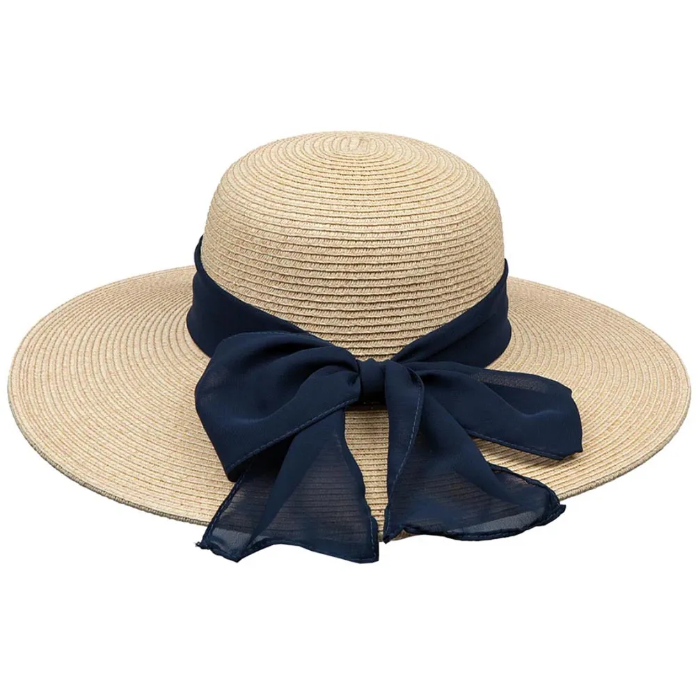 Straw Sun Hat with Chiffon Bow - Karen Keith Hats