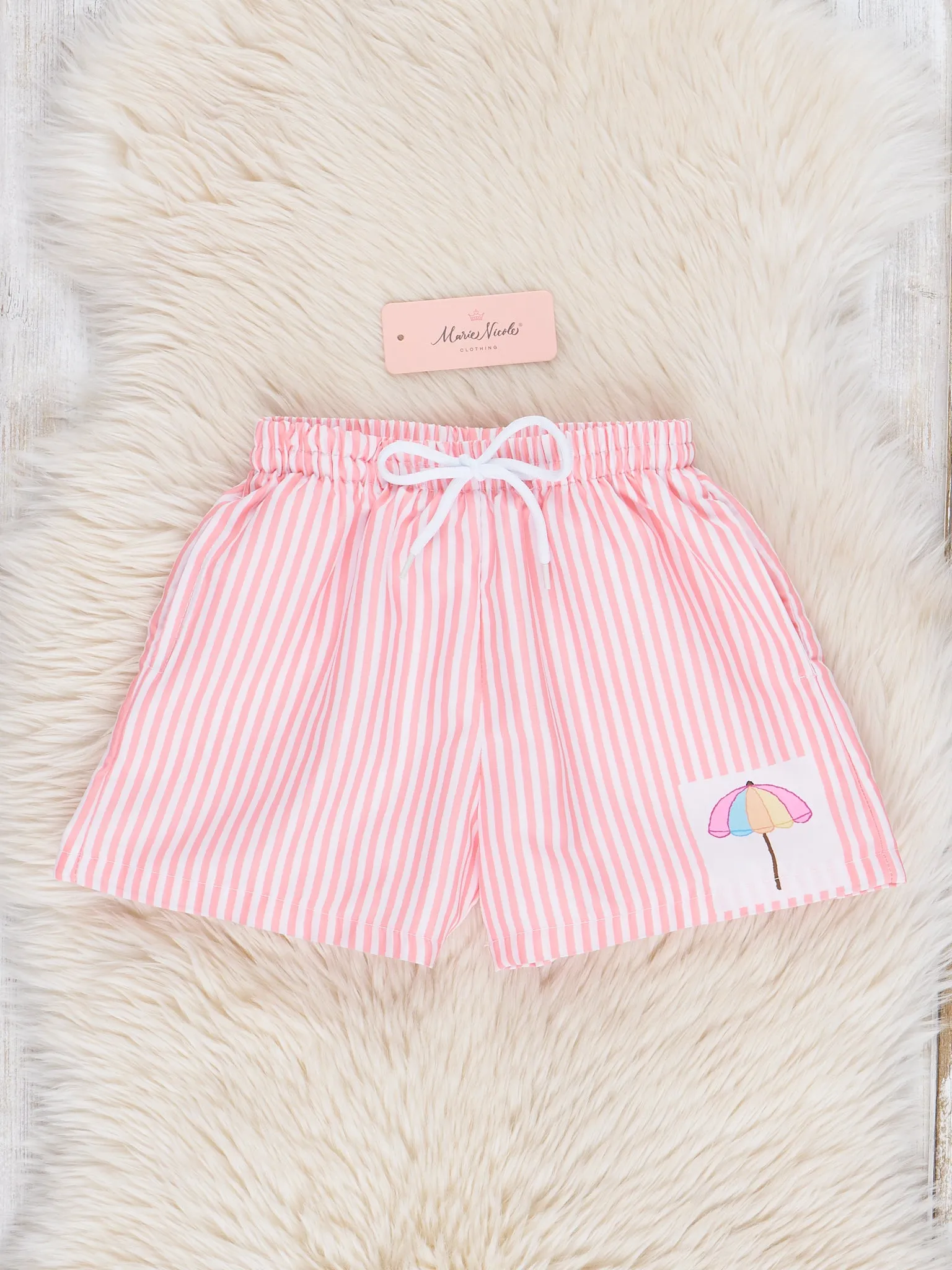Striped Umbrella Swim Trunks