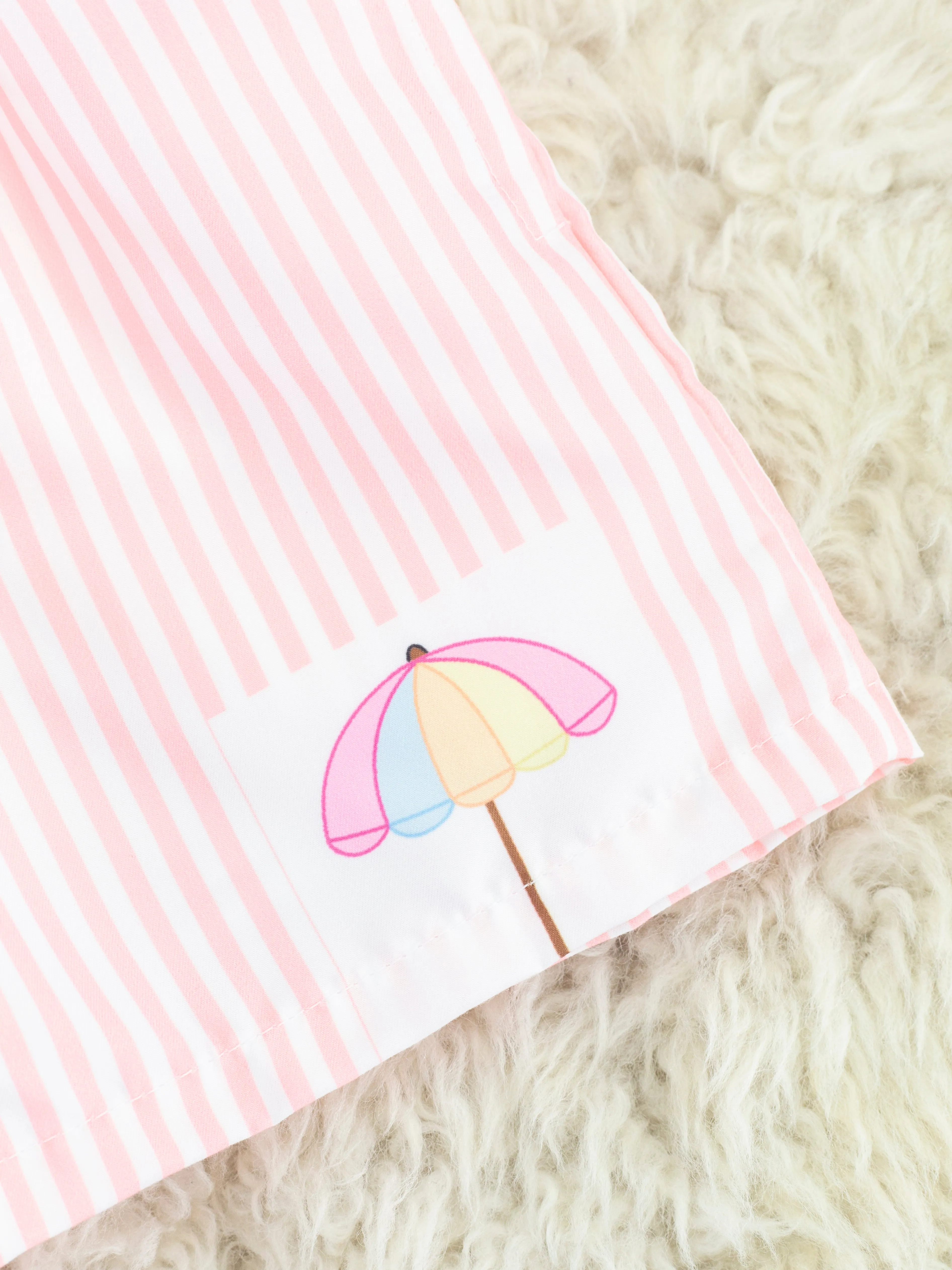 Striped Umbrella Swim Trunks