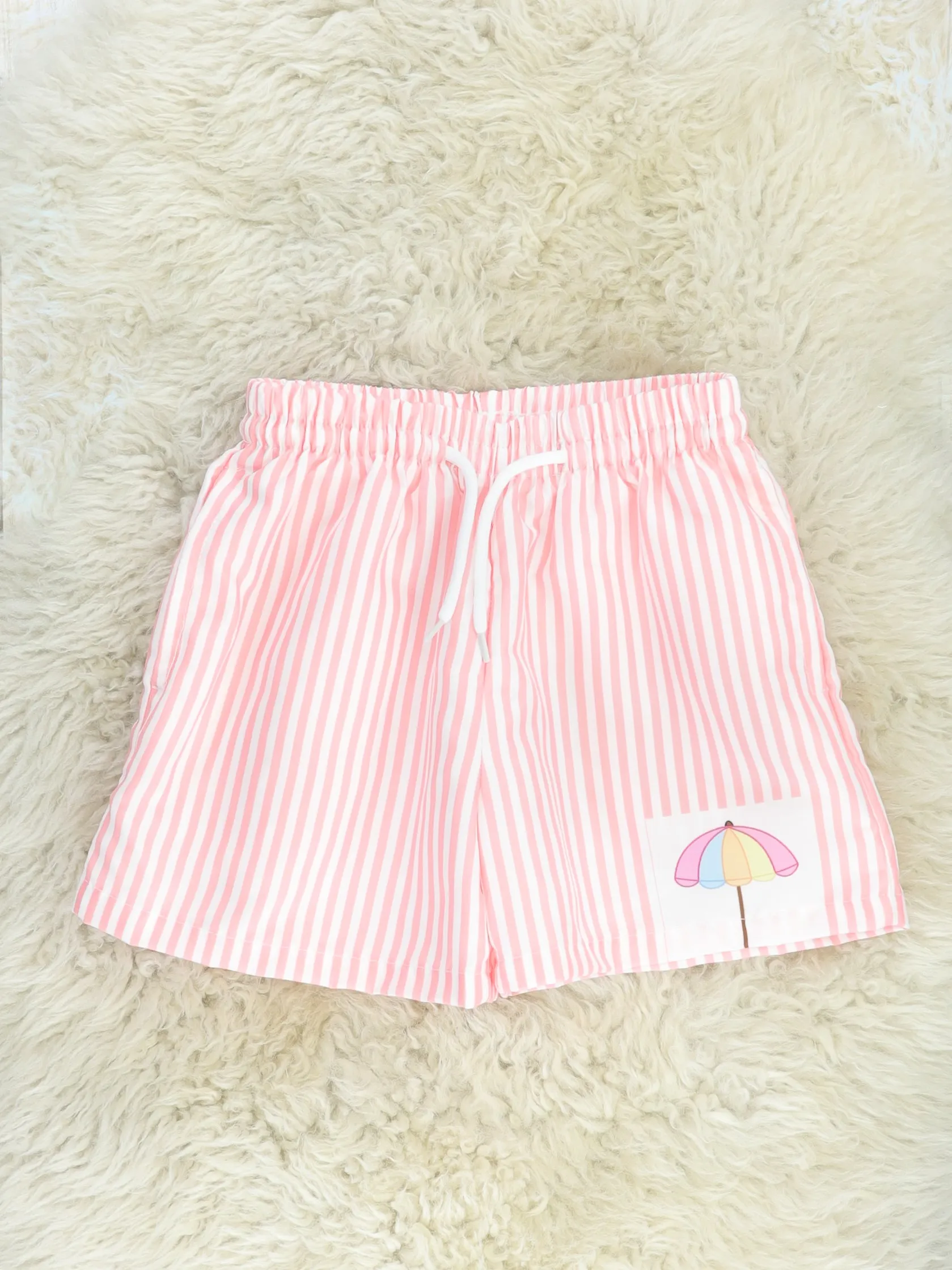 Striped Umbrella Swim Trunks