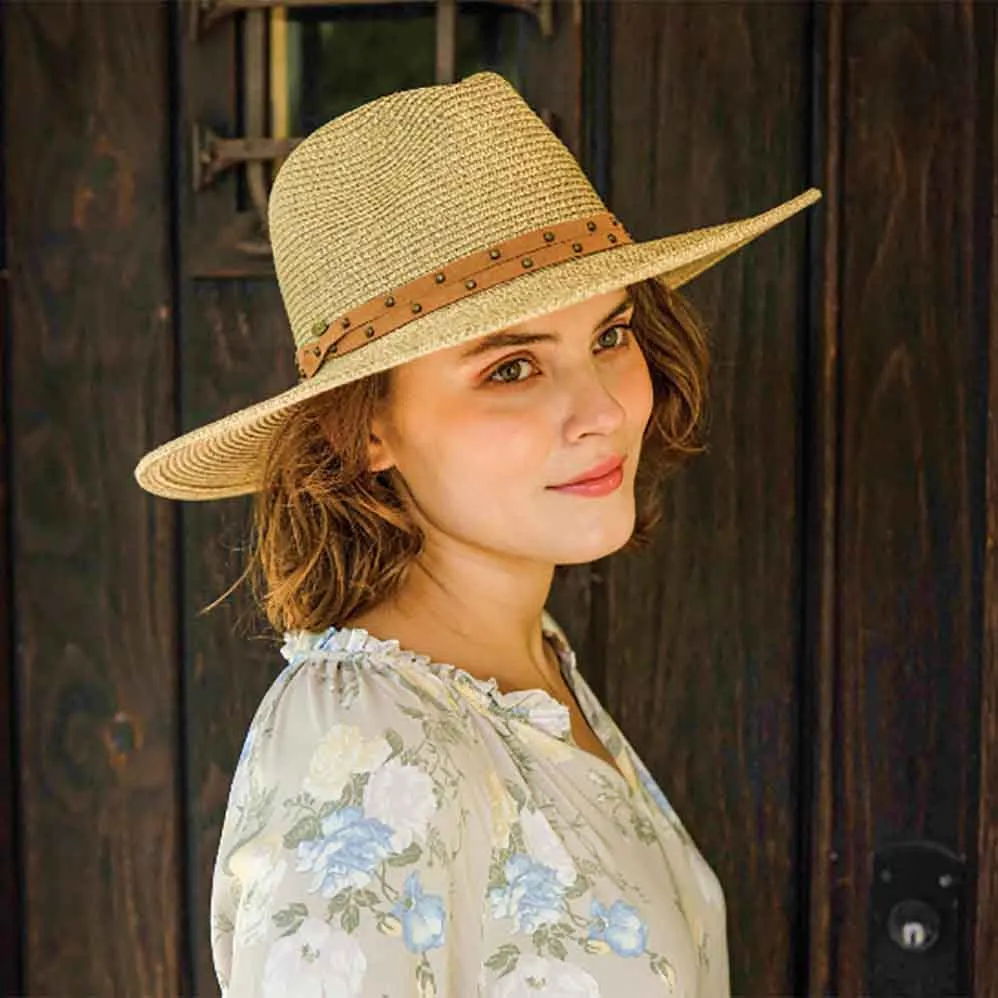 Studded Band Wide Brim Safari Hat  - Scala Hats