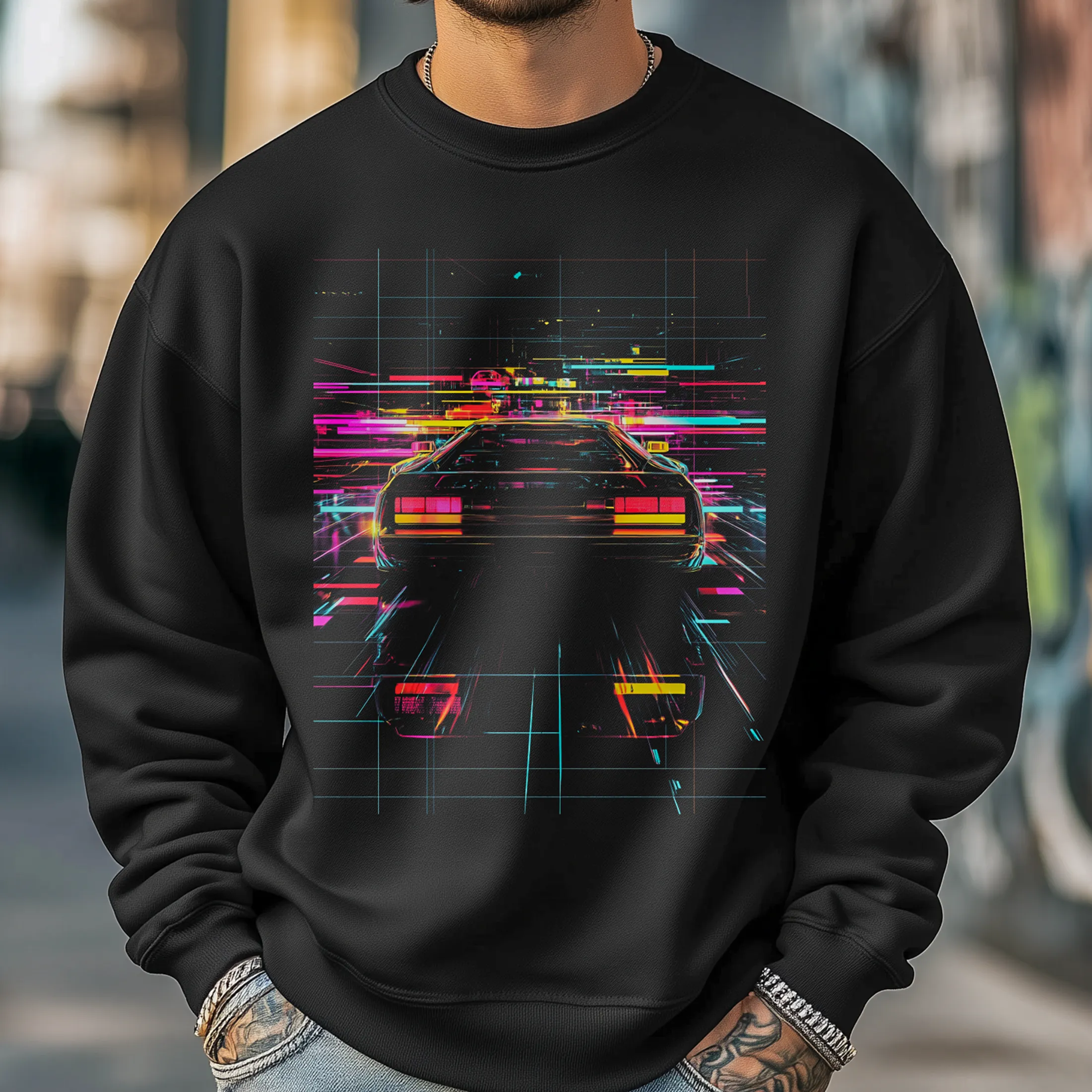 Synthwave Car Abstract Art Graphic Sweatshirt